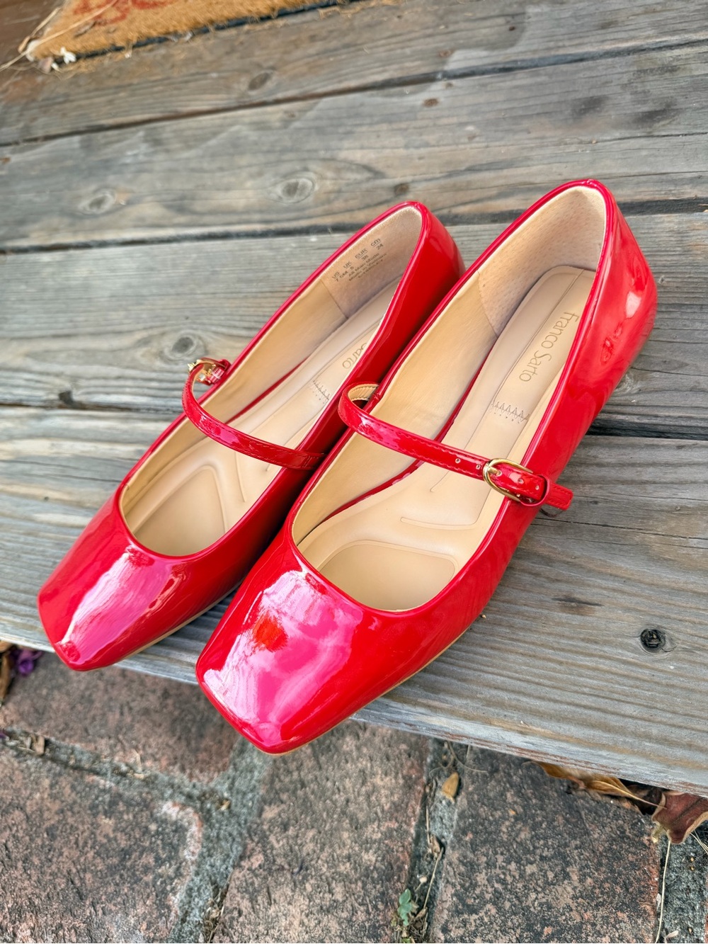 Franco Sarto Bright Red Patent Mary Jane Flats